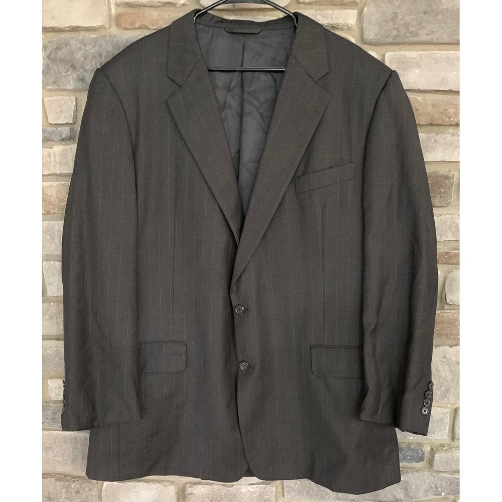 Hickey Freeman Luxe 48L Gray Pinstripe Wool Blazer Sport Coat Vintage Academia